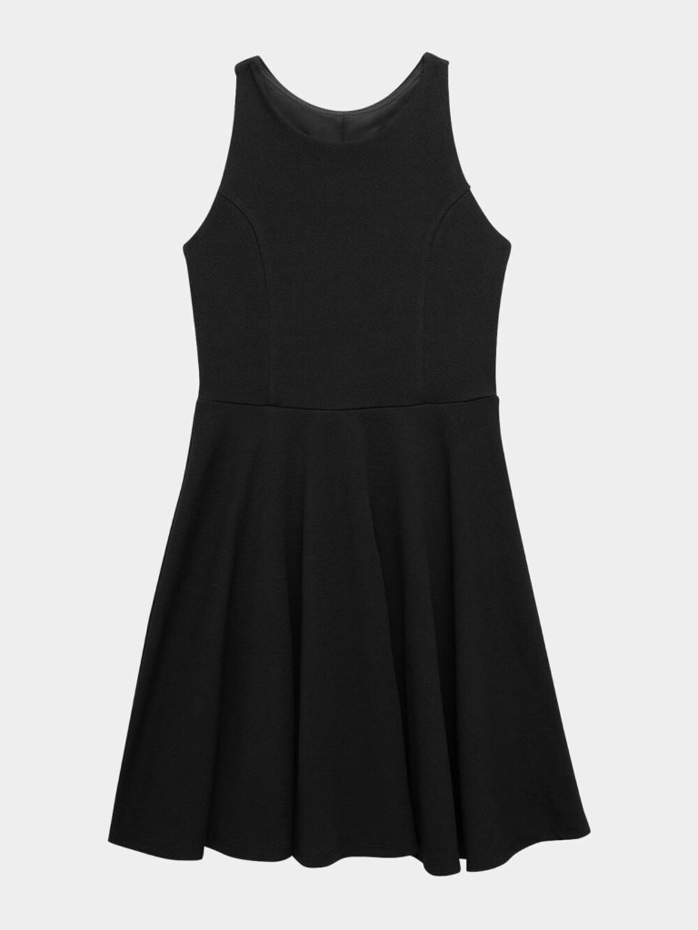 Un Deux Trois Girls Size 8 Black Sleeveless Mock Neck Skater Dress EUC Made In U